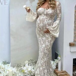 Brand new never worn size small maternity white lace momyknows dress